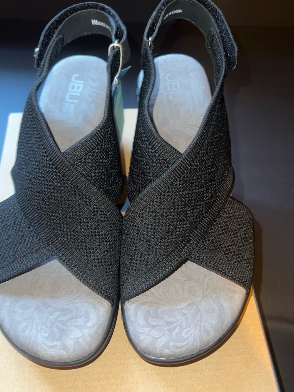JBU Black Crisscross Knit Slingback Sandal